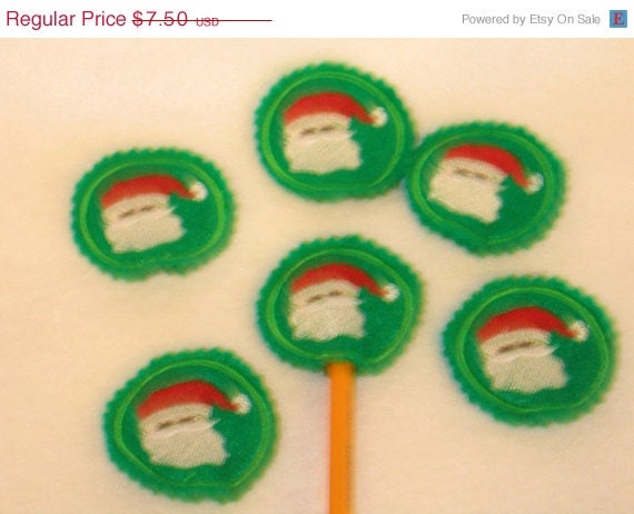 SALE Christmas Santa pencil topper Set of 6 great party favors Quantity discounts Il_570xn