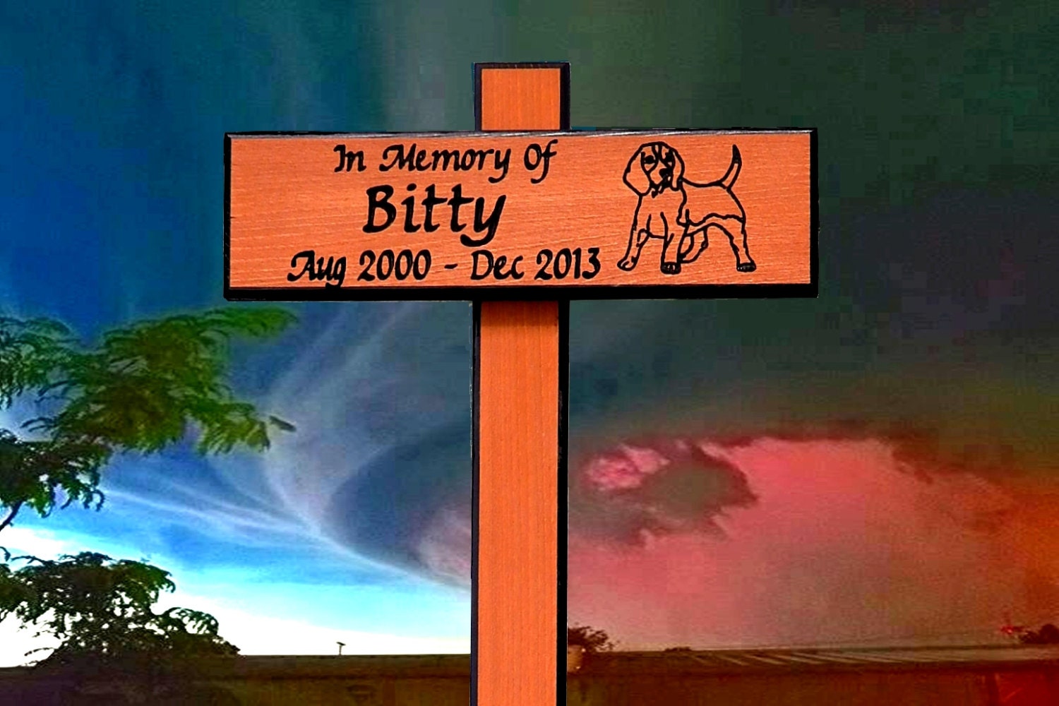 Wooden Dog Cross Etsy Pet Marker Memorial Cross Dog w/ dog