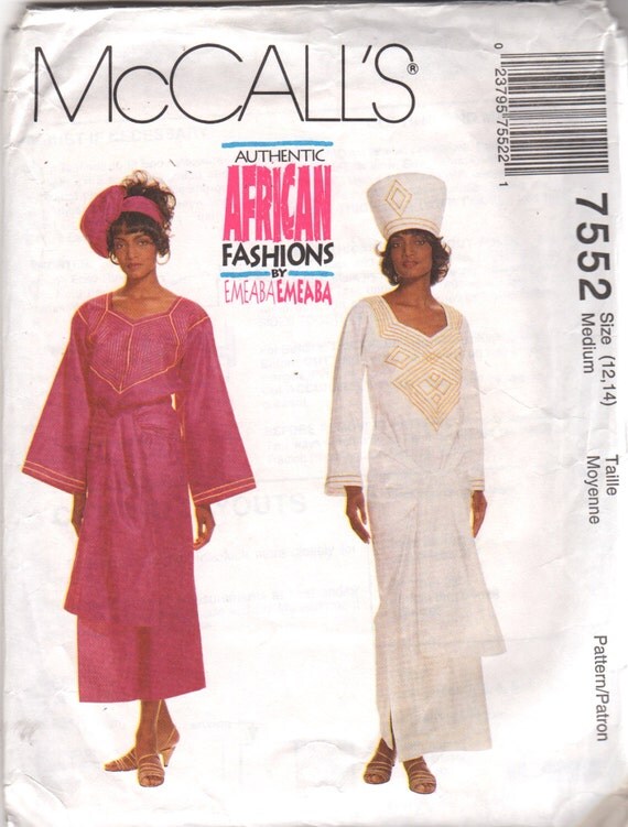 McCalls 7552 Misses Authentic African Dress Skirt Top Hat