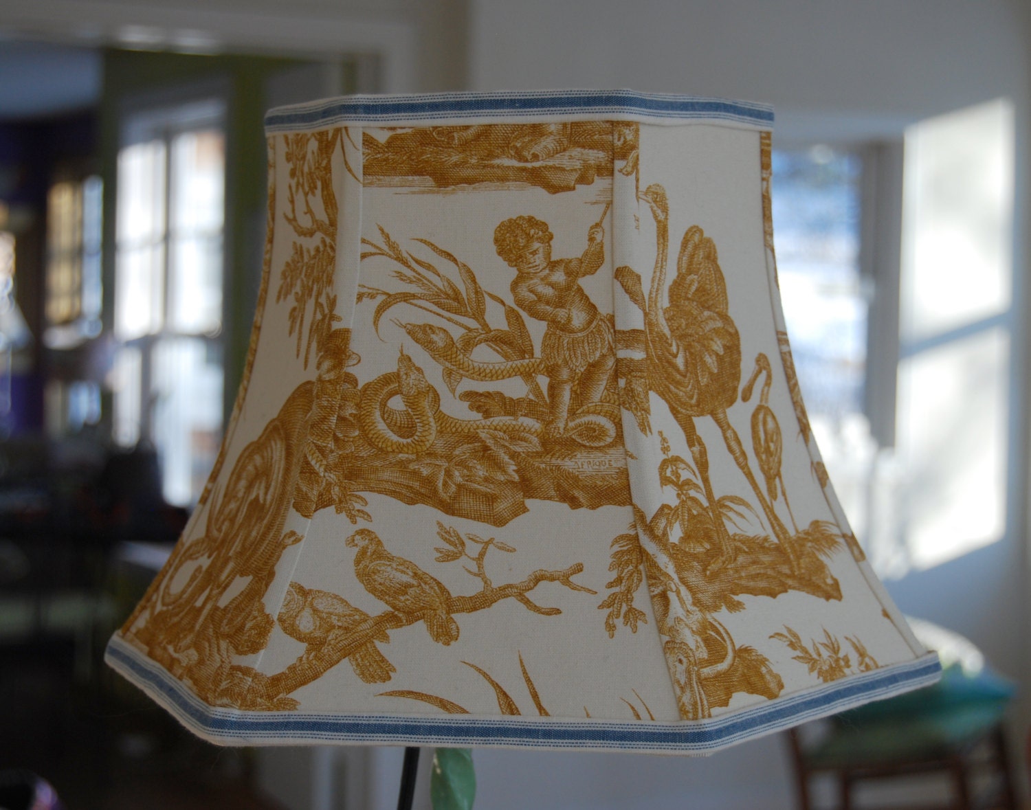 Lamp Shade Yellow Toile Lampshade French Designer Fabric