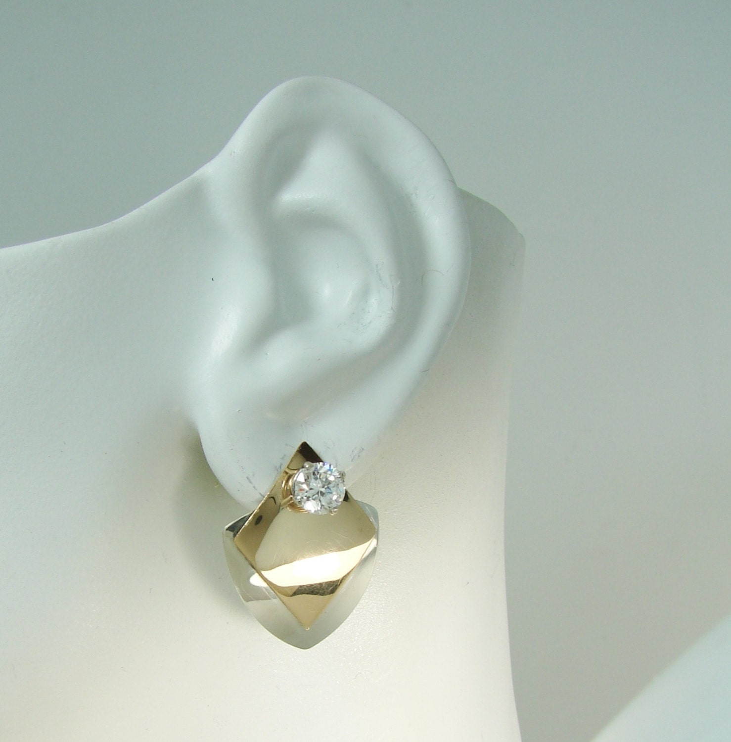 EARRING JACKETS Dangle Two Tone Sterling Silver by earcuffs