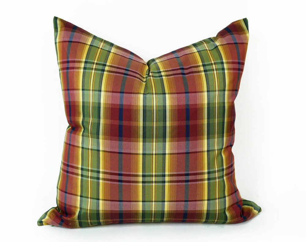 Country Plaid Pillow Cover Red Green Plaid Throw Pillow