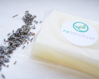 Lanolin Soap for Wool Care - Organic Relanolizer - Lanolize Wool Diaper Covers - organic lavender and organic patchouli -glycerin