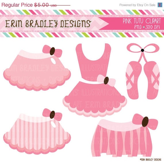 50% OFF Pink Ballerina Tutus Clipart Commercial Use Clip Art Graphics INSTANT DOWNLOAD Il_570xn