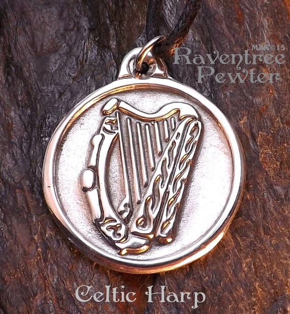 Celtic Harp Pewter Pendant Jewelry A symbol of Bard