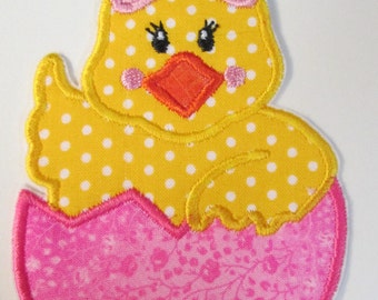 Easter Egg Chick - Iron On or Sew On Embroidered Applique