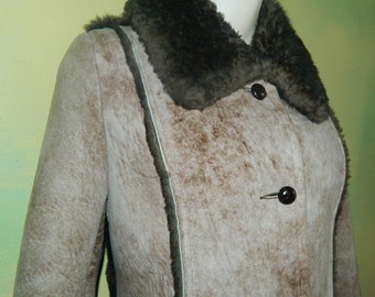 M Ardney Suede Lamb Coat Cocoa Shearling Coat Extreem Winter Weather Brown Suede Sheep Skin Car Coat