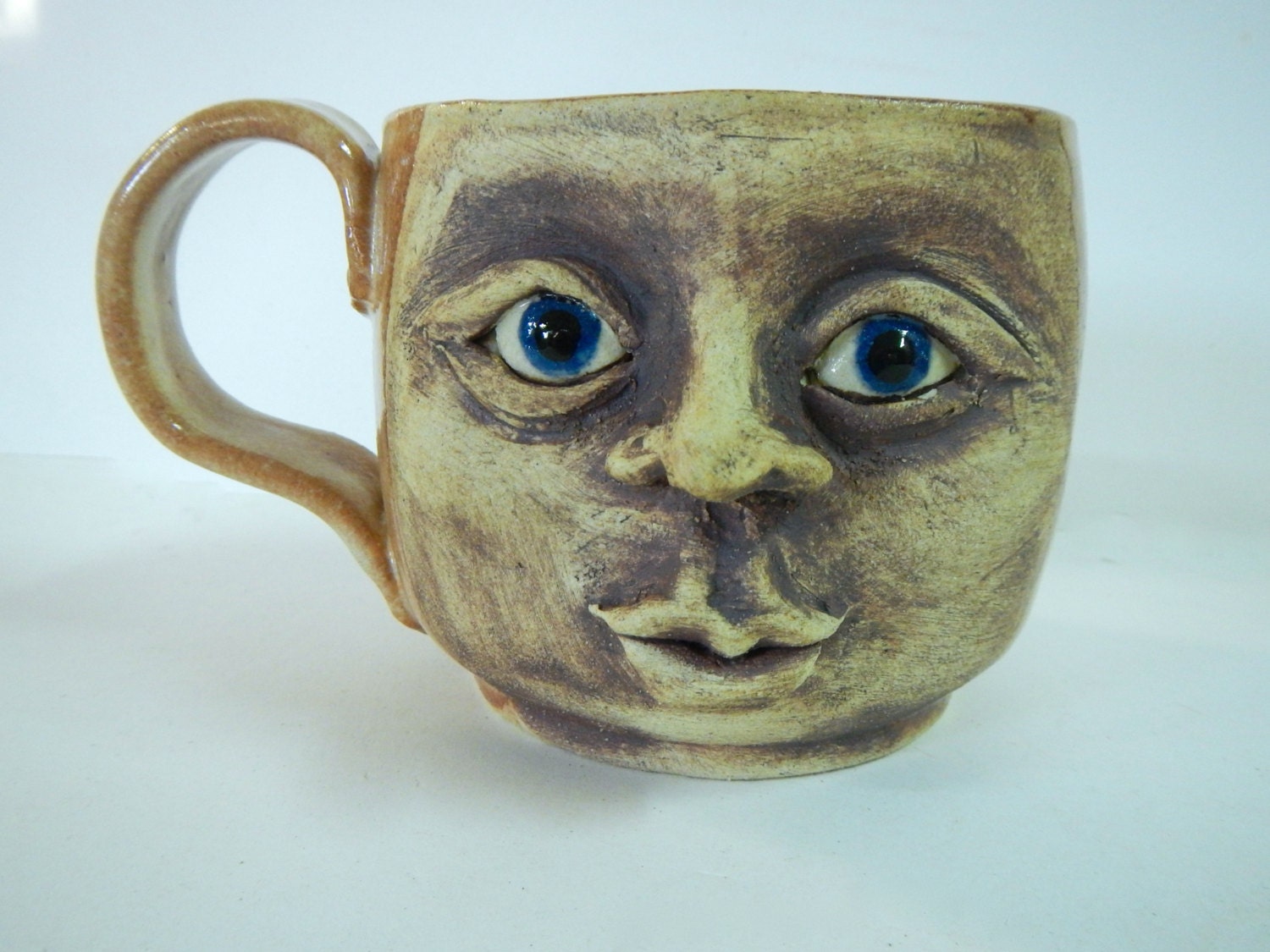 16 oz Baby Face Ceramic Face Mugface mugscharacter mugsblue