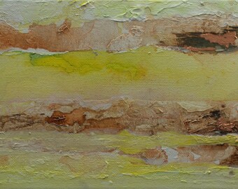Abstract Impressionist Painting On Rectangular Canvas Forest Trees Stripes Lines Bark Landscape Texture Wall Decor Yellow Brown Copper leaf