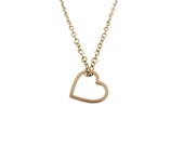 14K Solid Gold Open Heart Necklace - 1/2" Heart Accent Gift - Birthday for Her