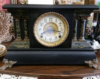 Items Similar To Antique Mantel Clock Wooden Vintage E Ingraham Co ...