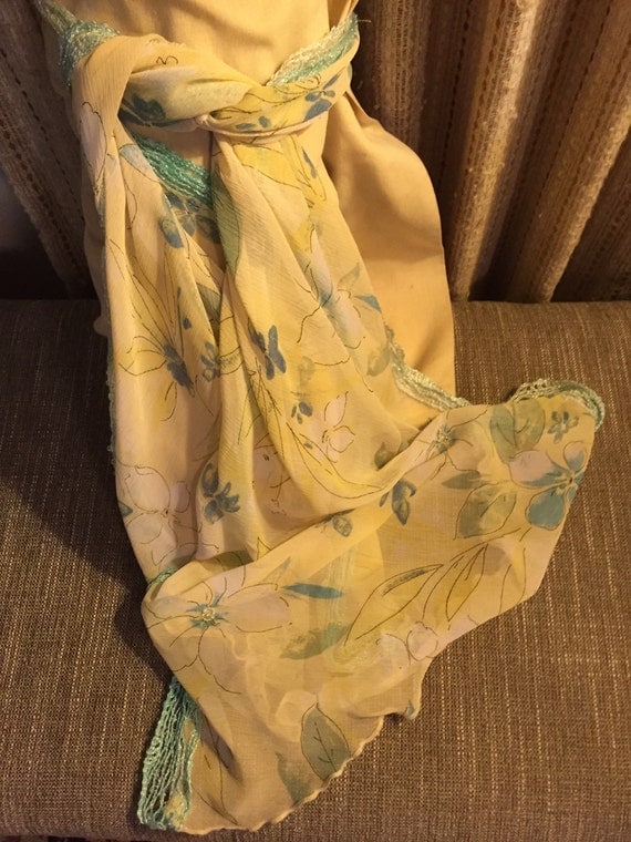 Light Yellow Floral Scarf
