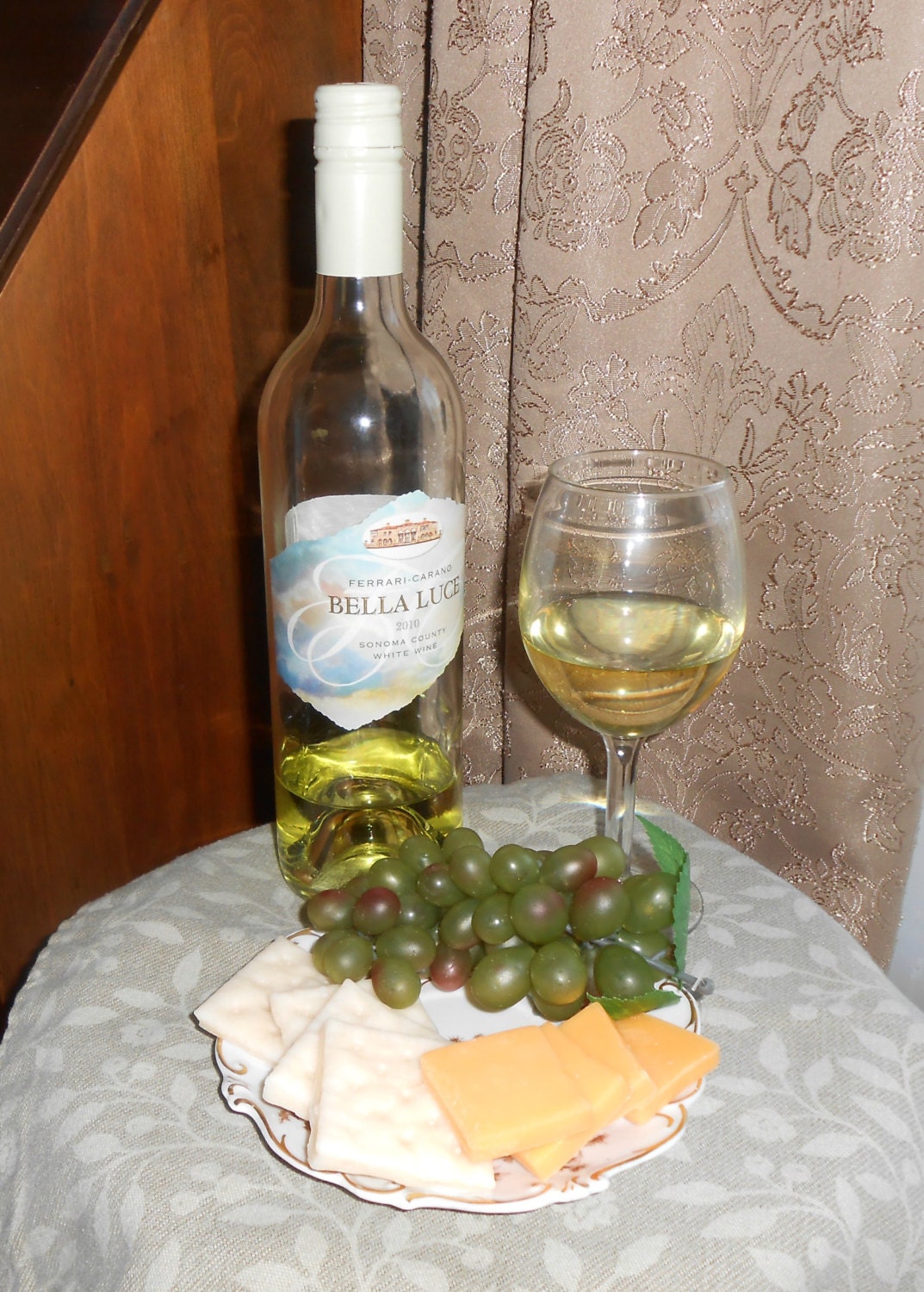 Fake White Wine Set Bella Luce Bottle Glass by FakeFoodDecor