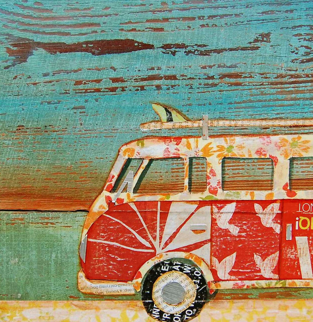 Vw volkswagen bus van at beach throw ART by dannyphillipsart