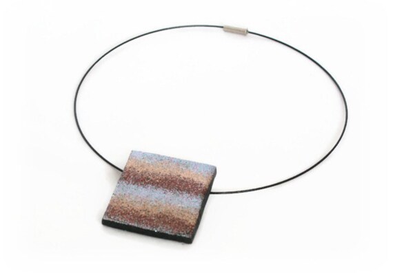 Square Glitter Pendant handmade jewellery by Lottie Of London