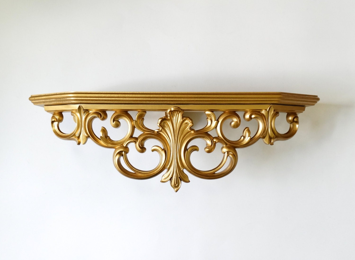 Ornate Gold Regency Wall Shelf 60s