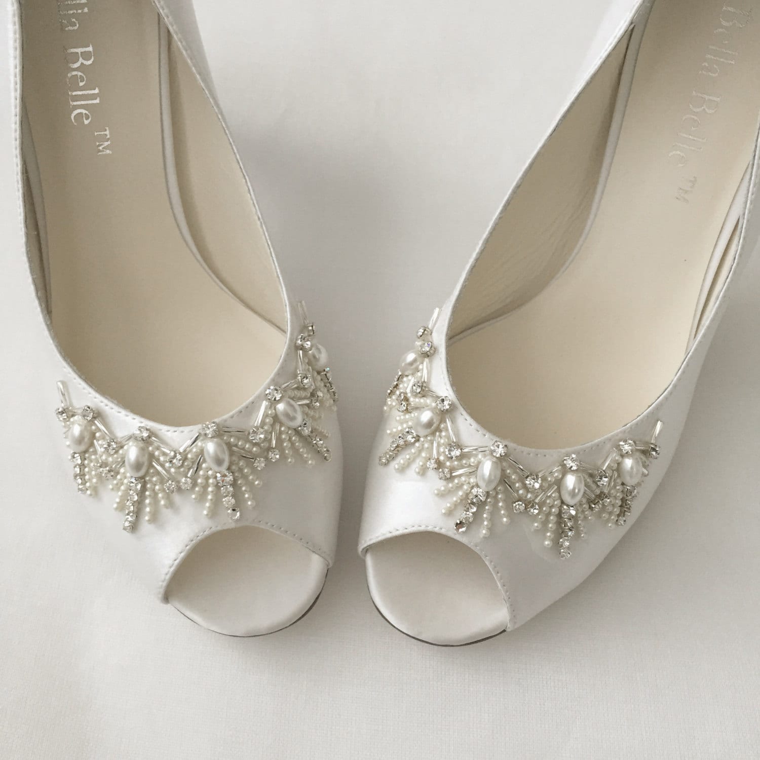 White or Ivory Wedding Shoes with Art Deco by BellaBelleShoe