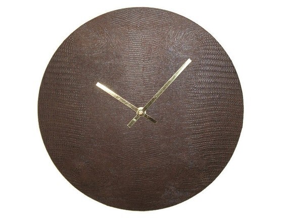 Faux Brown Leather Wall Clock Rustic Wall Clock Rustic