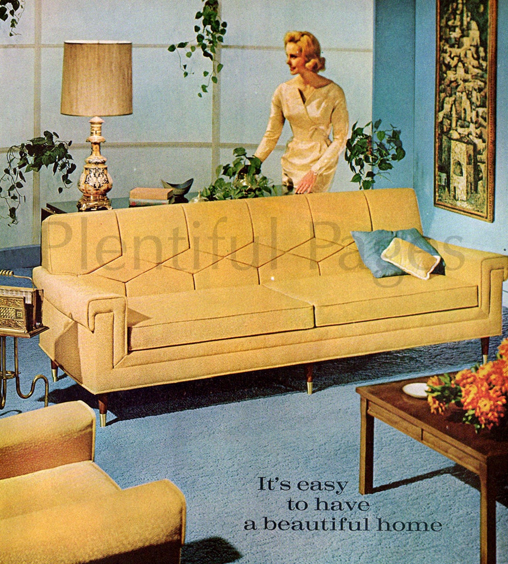 1962 Kroehler Furniture Vintage Ad 1960's Living Room