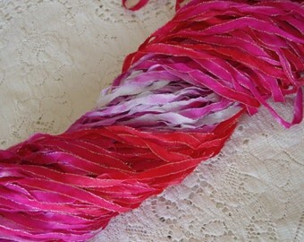New - Hand Dyed HEART-THROB glitters ribbon, 5 yards