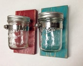 wood sconce mason jar wall vase french country decor shabby chic SET of TWO