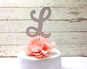 Cursive letter L cake topper - vintage white or you choose color