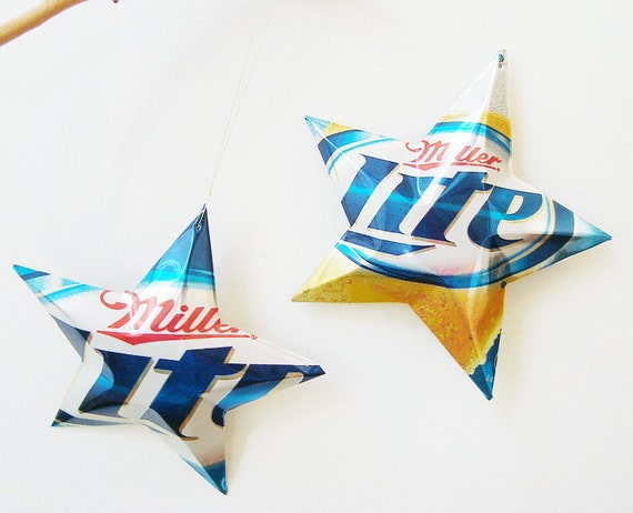 miller lite beer stars christmas ornaments aluminum can miller lite beer stars christmas ornaments aluminum can