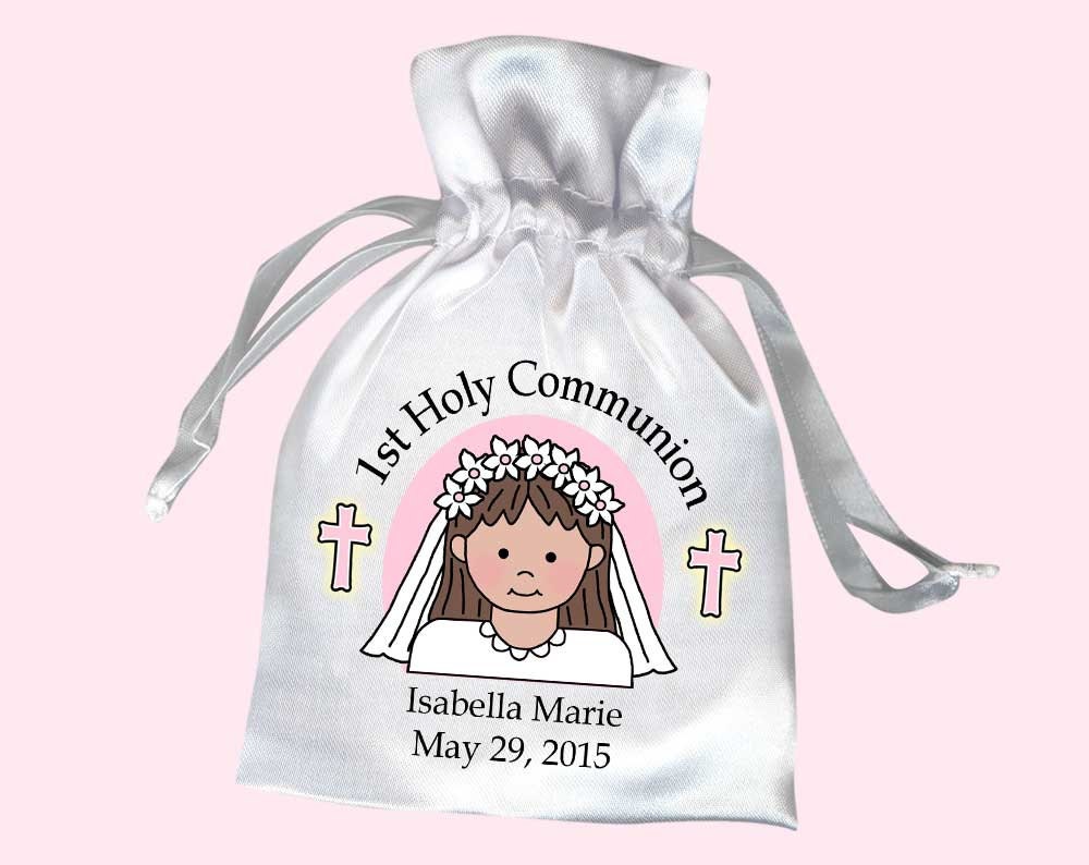 First Communion Girl Personalized Favor Bag Pack of 10