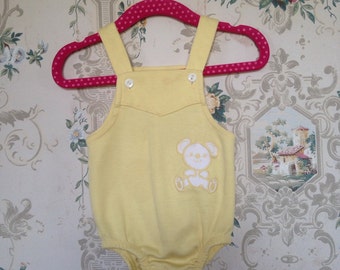 Vintage carters romper with bear applique 3-6m