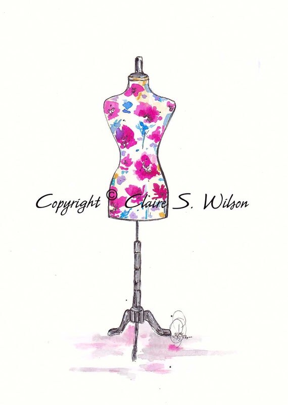 Items similar to Floral Dress Form Art Print on Etsy