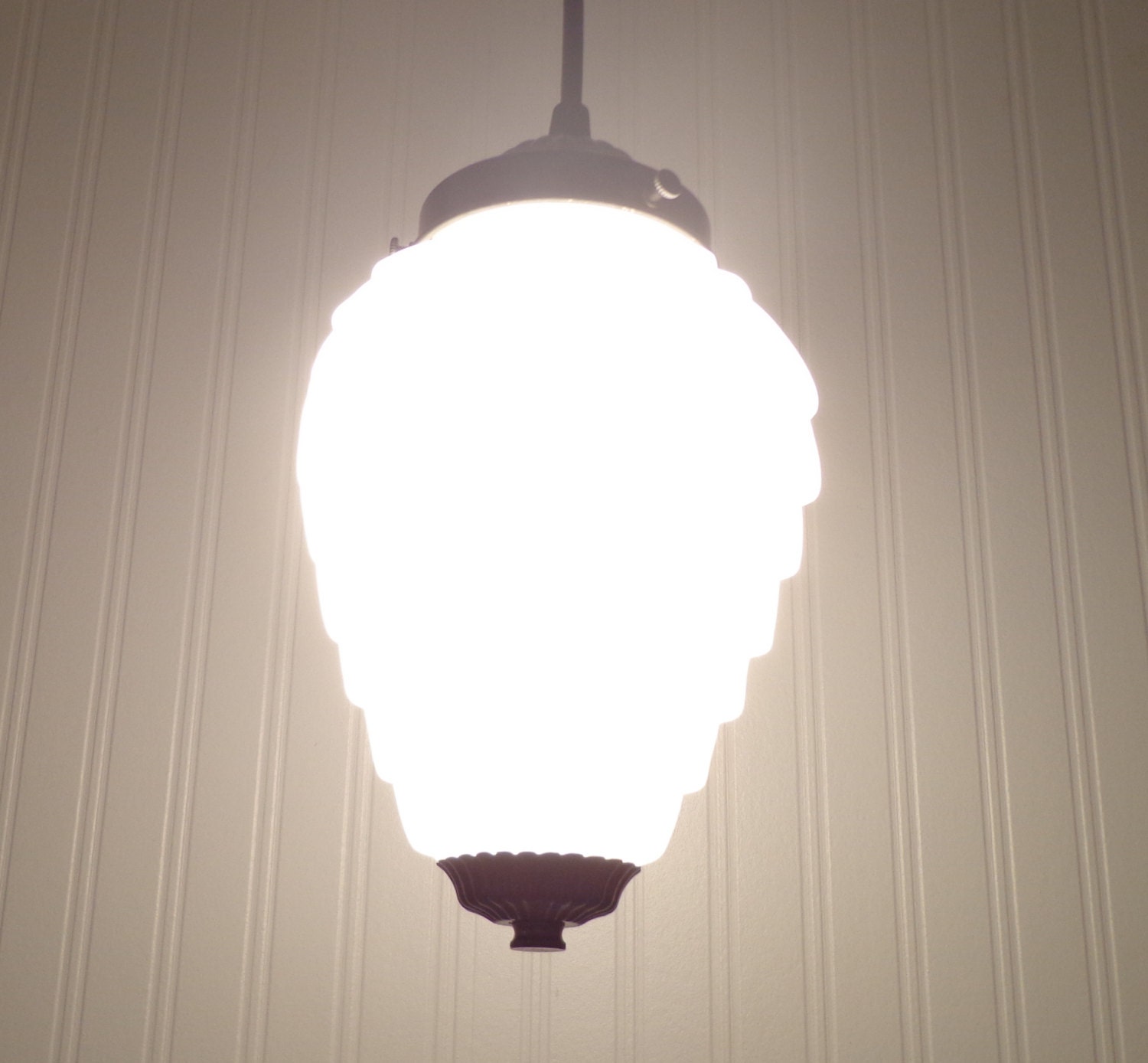 Mid Century White Globe PENDANT Light