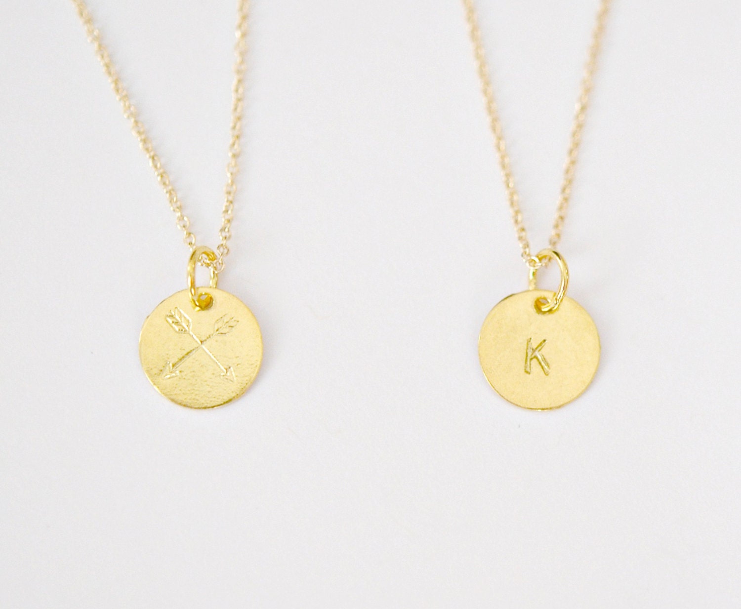 Personalized gold circle necklace multiple tags by littleglamour