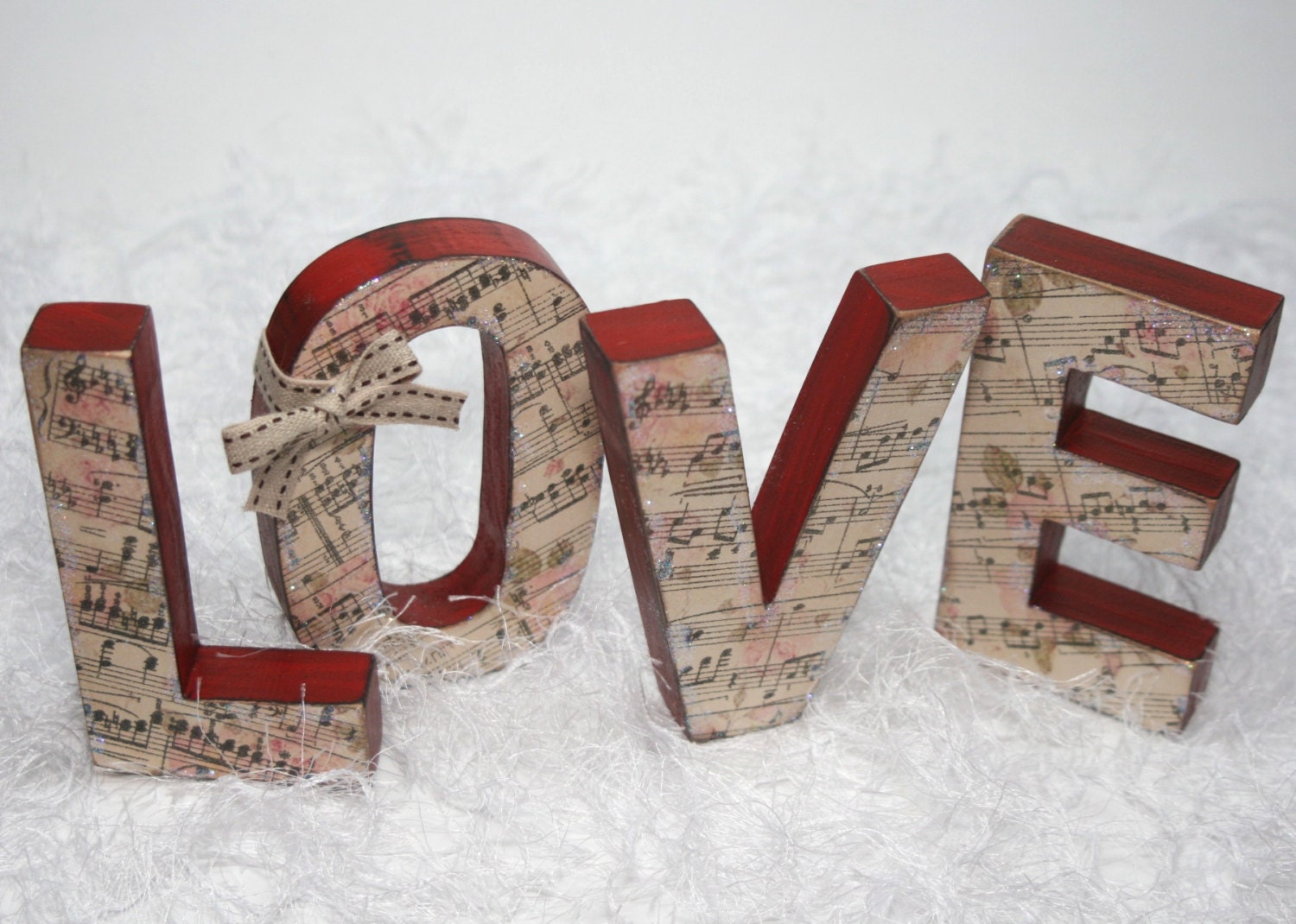 Love Wooden Letters with Sheet Music Print LOVE