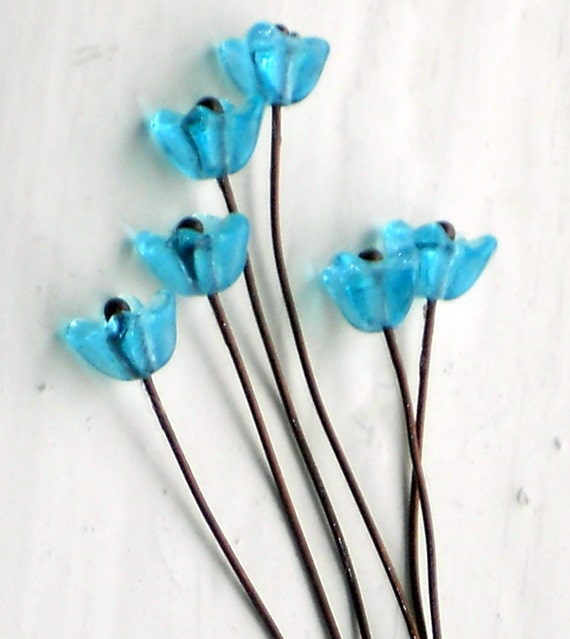 N1505R Vintage Glass Flower Stems Stem Ball by purpleviolets77
