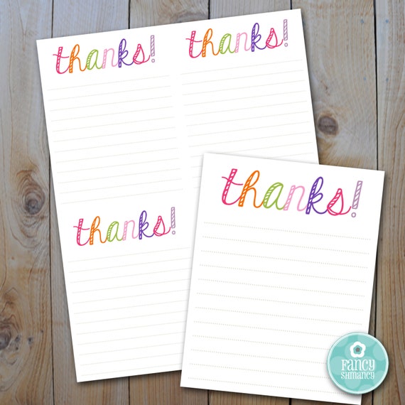 DIY Thank you notes / Printable Lined Notes with Rainbow