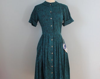 Items similar to 1950s vintage dress / 50s day dress / shirtwaist dress ...