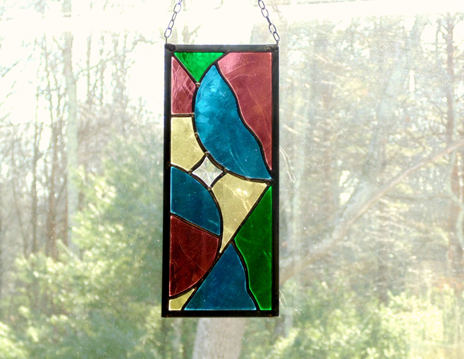 Abstract stained glass suncatchers