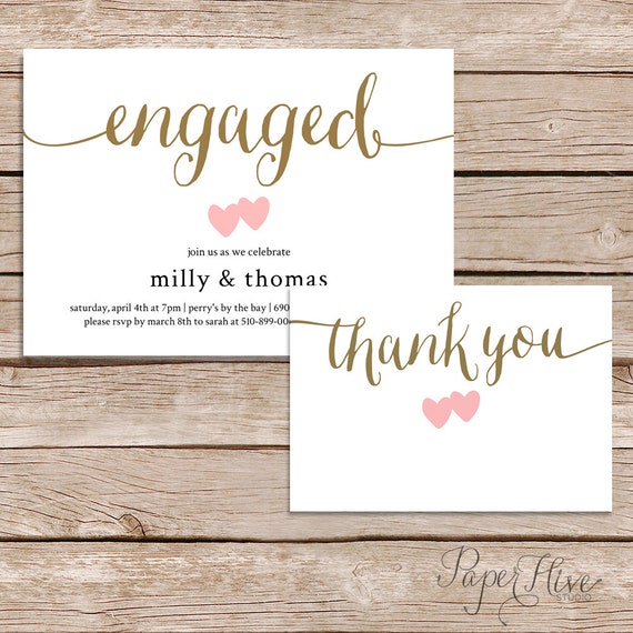 Printable Engagement Party Invitation and Thank You card set