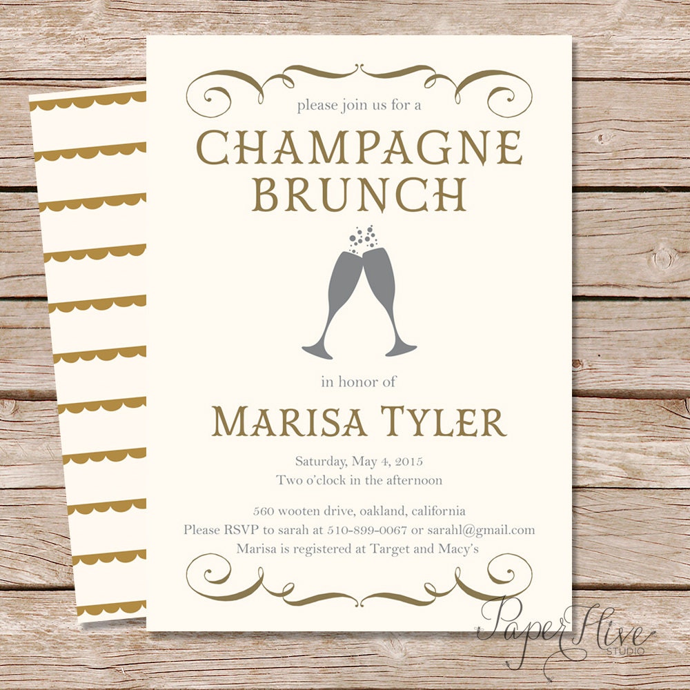 Champagne Brunch Baby Shower Invitations 3