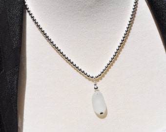 Sea Glass Jewelry English Multi Barely There Necklace Black on White 3670