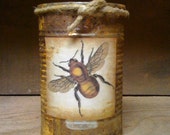 Can Candle - Rusty Can Candle - Scented - Primitive Bee Label - Homemade - Only 11.99
