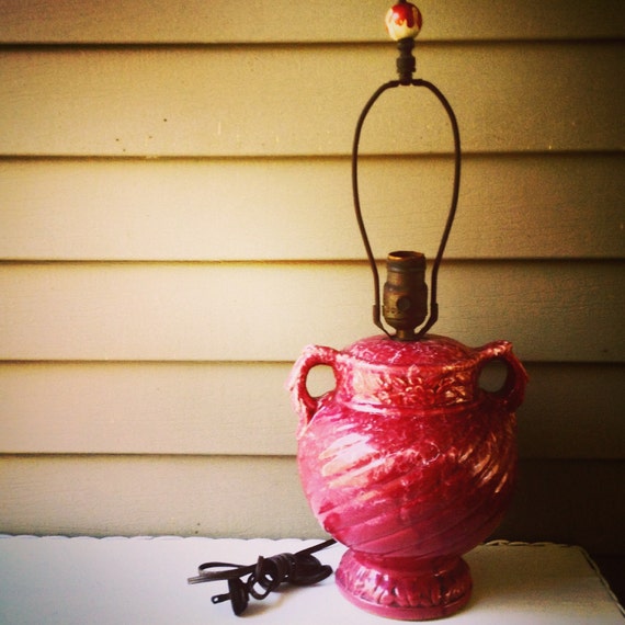 Art Pottery Lamp / McCoy / Art Glazed Pottery Lamp / Pink