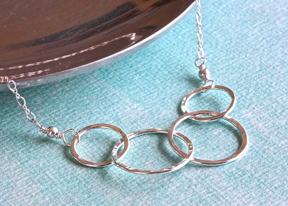 Family Necklace 4 Interlocking Ring Necklace by ThePassionatePearl