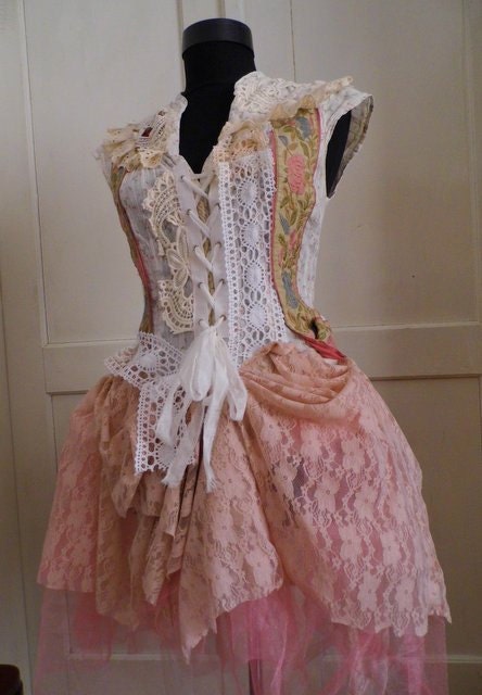 Dress,victorian, steampunk, lace, jane austen, marie antointte, shabby chic, fairy punk, ballerina , pink lace, lace, blush, bridal, tulle