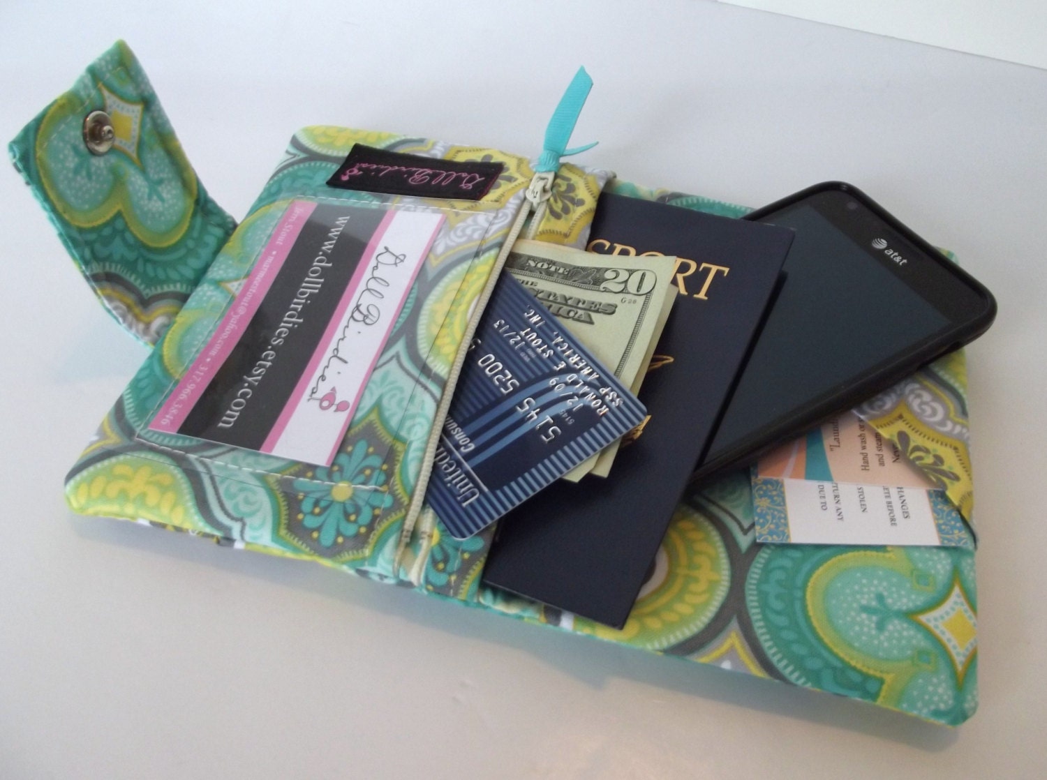 Dollbirdies Small Passport Wallet with Zipper by Dollbirdies