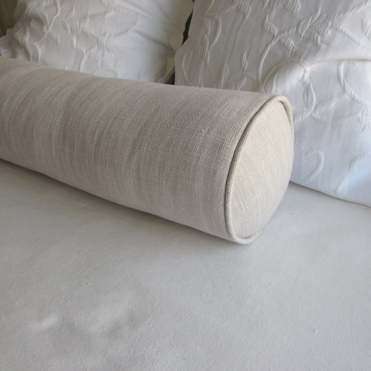 IVORY and BEIGE bolster Pillow 8x30