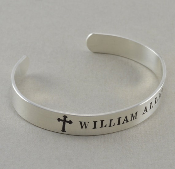 Boys Cuff Bracelet hand stamped sterling by SixSistersBeadworks