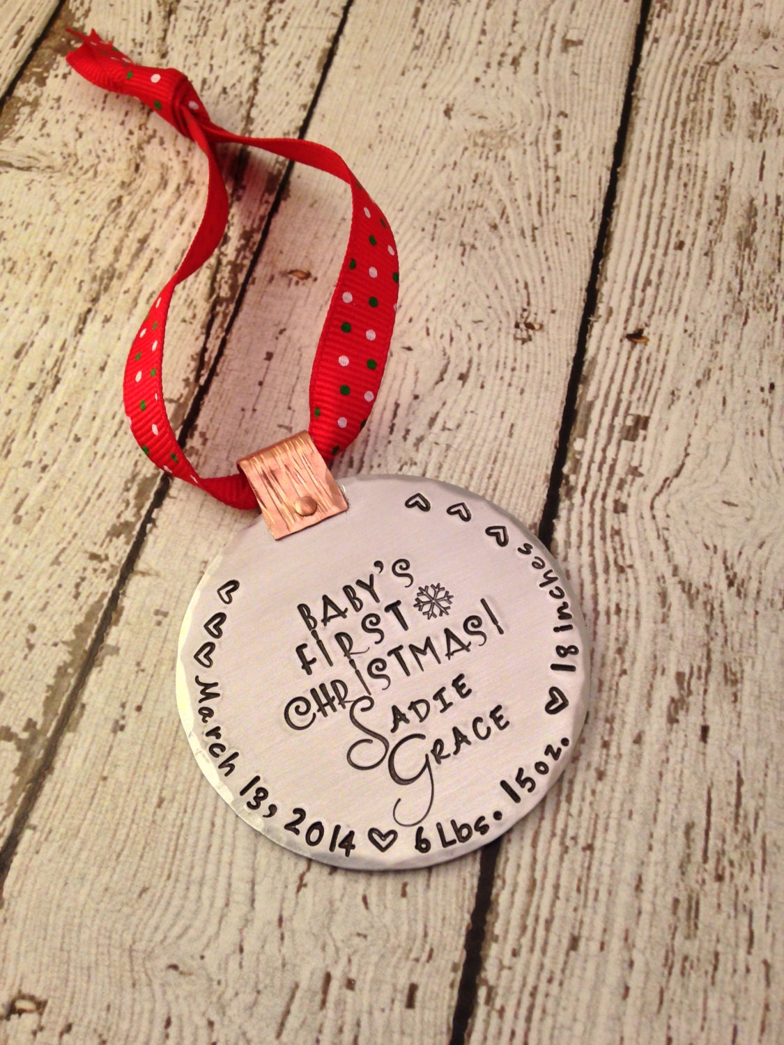 Personalized Baby's First Christmas Ornament Hand