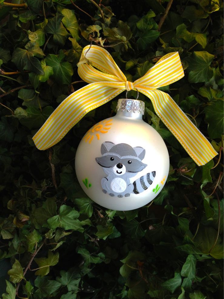 raccoon ornament woodland animal personalized ornament baby raccoon ornament woodland animal personalized ornament baby
