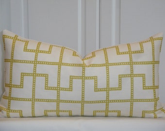 Schumacher Bleecker Absinthe - Decorative Pillow cover - Celerie Kemble - Geometric - Throw Pillow - Lumbar Pillow